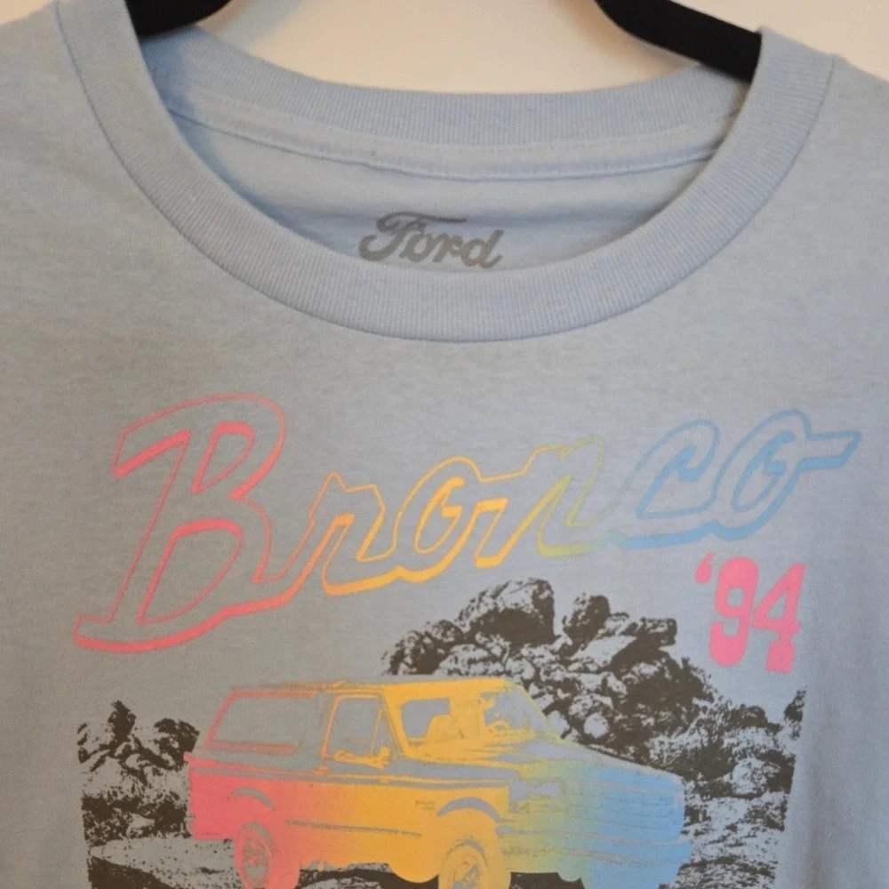 Ford Crop Graphic Tee Cotton Blue Y2K Bronco Built Wild Streetwear L NWT - Picture 5 of 7
